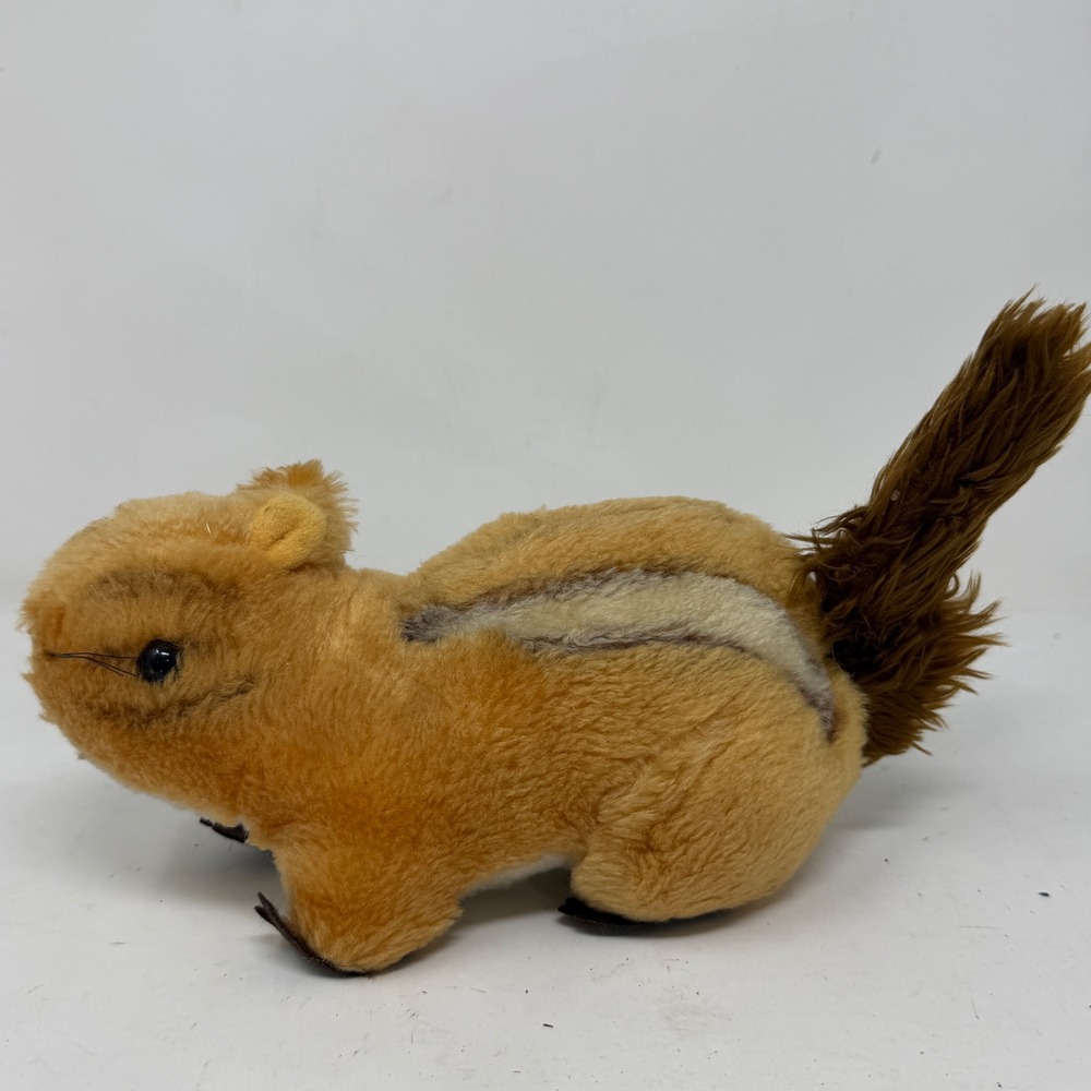 Vintage 1974 R Dakin Chipmunk Plush Stuffed Animal Tan Brown Striped 7 inch